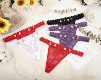 Tanga personalizado con dijes dorados y nombre, tanga personalizada con nombre, tanga personalizada, tanga con nombre personalizado, regalo de aniversario, regalo de San Valentín