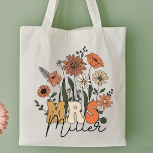 Cadeau de remerciement pour enseignant Sac fourre-tout en toile Cadeau pour enseignant personnalisé Cartable personnalisé Cabas pour enseignant en cadeau Sac réutilisable Cartable