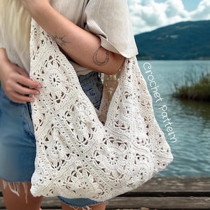 Crochet bag pattern, Granny square bag, Crochet beach bag pattern, Crochet boho tote pattern, Crochet granny square bag, Easy crochet bag