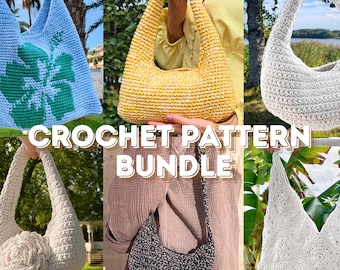 Crochet Bag Pattern Bundle, 6 Crochet Bag Patterns PDF, Crochet Purse Pattern, Tote Bag Pattern, Shoulder Bag, Summer Bag