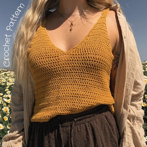 Tank Top Crochet Pattern, Crochet Top, Crochet V-neck top, Crochet Summer Top, Easy Crochet Top Pattern, Relaxed Fit top