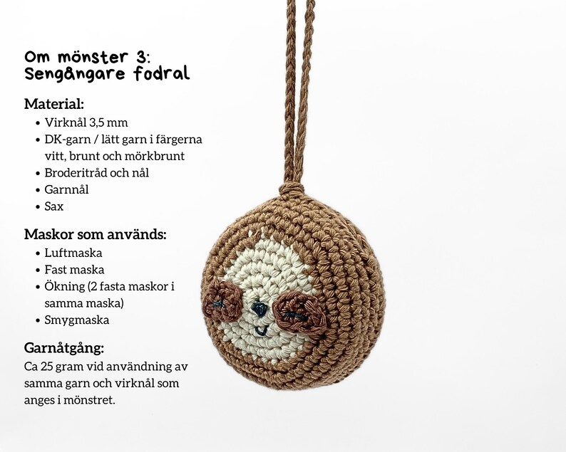 virkmönster rund fodral med sengångar motiv