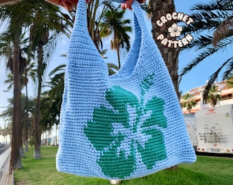 かぎ針編みのハイビスカスの花のツートントートバッグ PDF