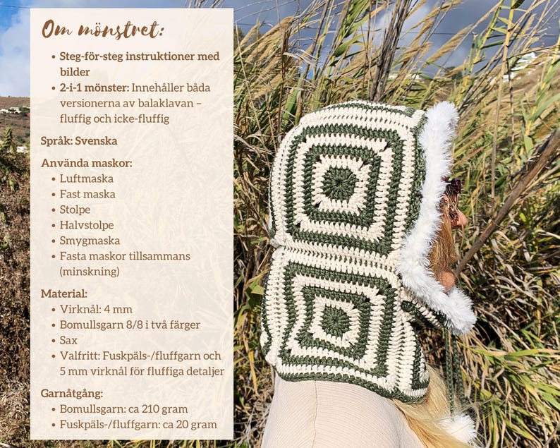 Virka en mössa som täcker både huvud och hals.