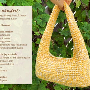 Virkmönster handväska, virkad axelväska, virka väska, virkad väska PDF mönster, virkmönster väska, nybörjarvänlig virkmönster baguette bag image 10