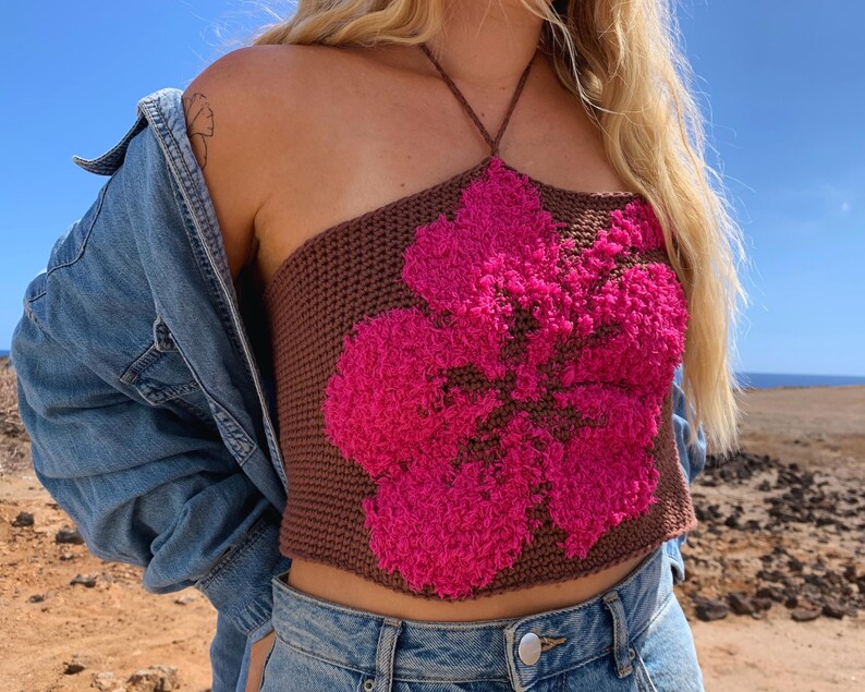 Skapa Din Egen sommarTopp med Detta Virkmönster hawaii blomma, tapestry mönster