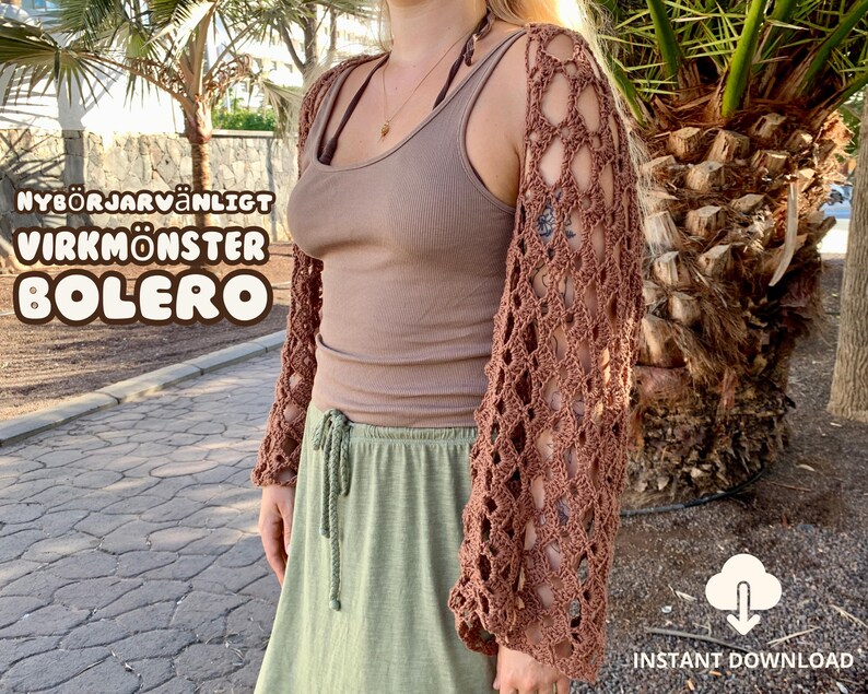 Virkmönster på svenska för en vacker bolero med snäckmönster! Skapa din egen unika stil med denna bohemiska design. Perfekt för dig som älskar att virka och vill ha något speciellt i din garderob. Köp nu och låt din kreativitet flöda!