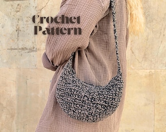 Crochet Crossbody Bag Pattern, Sling Bag Pattern, crochet crescent bag, Easy Crochet Side Bag, Cotton yarn purse