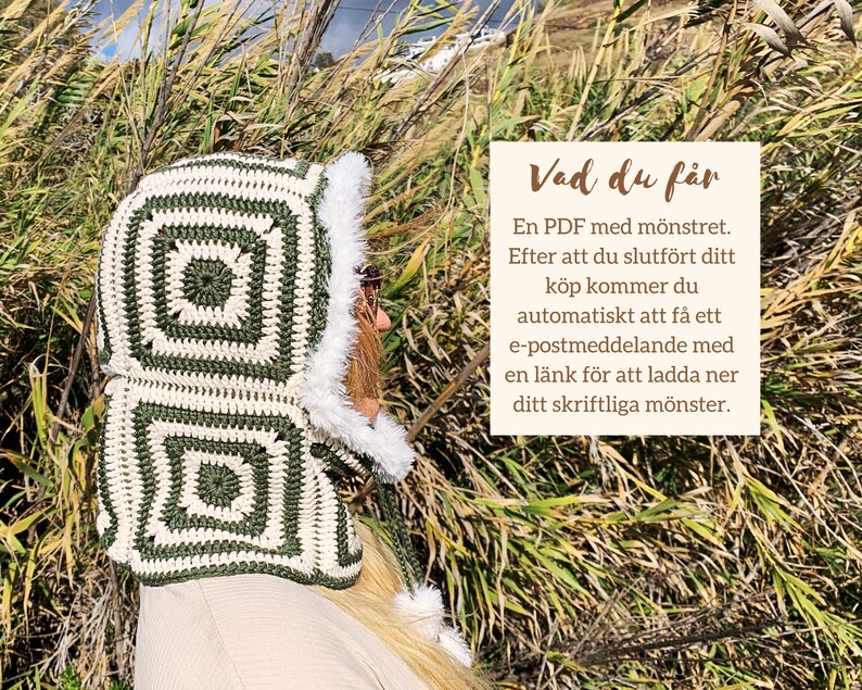 Virka en ansiktsvärmare med mormorsrutor.