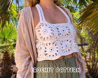 Granny square top pattern, crochet summer top, crop top pattern, Crochet top, summer top crochet, tank top pattern, Boho top