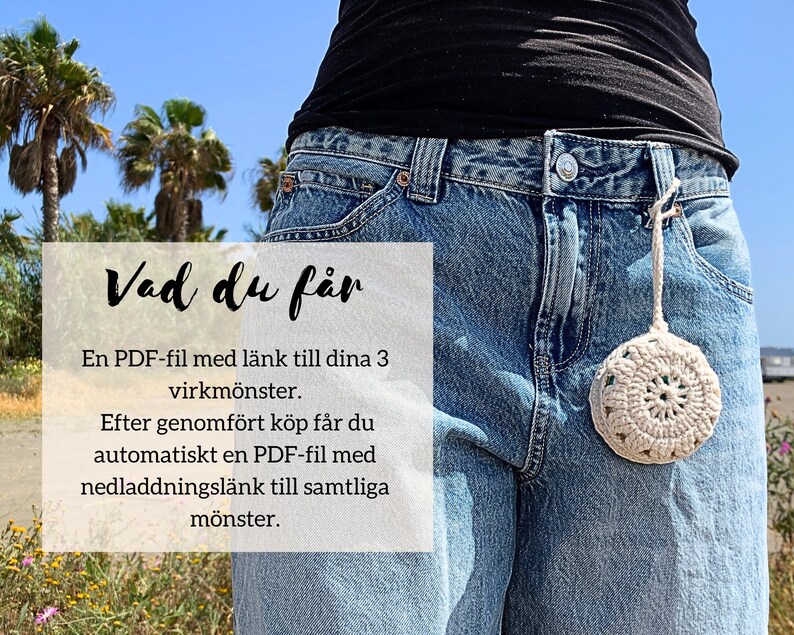 Virkad liten väska som kan användas som fodral, förvaring eller som en dekorativ accessoar.