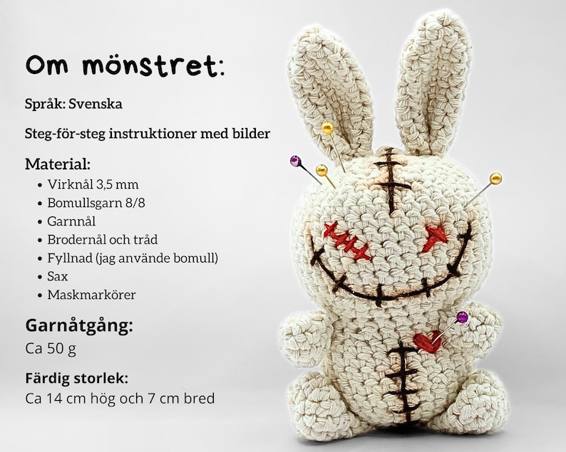 Virkad voodoo kanin nåldyna, dekorativ och lekfull virkning