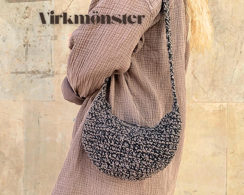 Virkmönster crossbody-väska, virkad axelremsväska, virkmönster väska, virkmönster väska, virkad mobilväska, nybörjarvänlig virkmönster