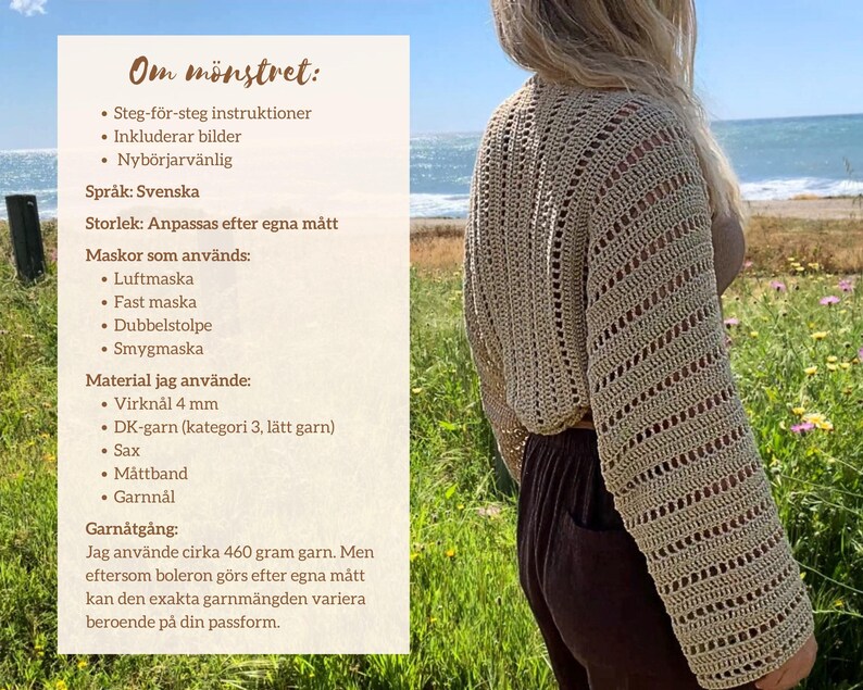 Virkad bolero mönster för nybörjare med bilder