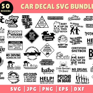 Car Decal SVG Bundle, Car SVG, Funny Car Decals Svg Bundle, Svg For Cricut, Car Decal Png, Funny Car Quotes, Sarcastic Car Stickers SVG