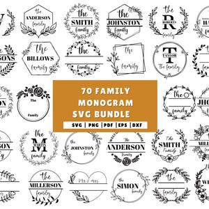 Family Name Monogram SVG Bundle, Monogram SVG, Split Monogram SVG, Family svg, Family Sign svg, Wedding Monogram svg, Family Name Svg Cricut
