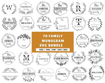 Family Name Monogram SVG Bundle, Monogram SVG, Split Monogram SVG, Family svg, Family Sign svg, Wedding Monogram svg, Family Name Svg Cricut