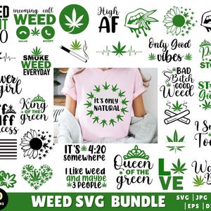 Weed SVG Bundle, Weed Zitate SVG, Weed Blatt SVG, Marihuana svg, Stoner svg, Cannabis svg, Unkraut Png Bundle, rauchend svg, Unkrautblatt SVG-Bundle
