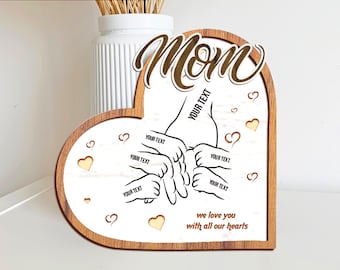 Personalized Mom And Kid Hands Heart Stand Decor SVG, Gift for Mom,Mothers Day svg,Mothers Day Gifts svg,Glowforge svg files,Laser cut files