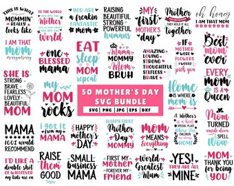 Cute Mom SVG Bundle, Mothers Day SVG, Mom Life Svg, Mama Svg, Blessed Mama Svg, Mom Of Boys Svg, Mom Quotes Svg, Mom Tshirt Designs, Svg Png