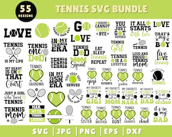 Lot Tennis SVG, Svg balle de tennis, Tennis maman Svg, Tennis citations Svg, amour Tennis SVG, Svg de raquette de tennis, sports SVG, Silhouette de tennis
