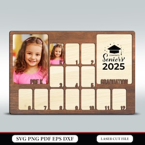 Basisschool fotolijst Glowforge laserbestand, schooljaar fotolijst SVG, school fotolijst SVG, senior foto cadeau, 3D houten bord