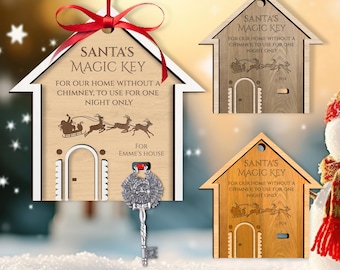 Santa Magic Key Ornament SVG, Christmas Ornament Laser Cut File, Engraved Ornament SVG, Christmas Laser File, Wood Ornament SVG,Door Hanger