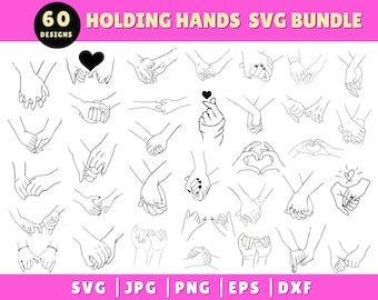 Bundle SVG main dans la main, main dans la main PNG Bundle, main dans la main des cliparts, Silhouette main dans la main, couple mains SVG coupe fichiers pour Cricut