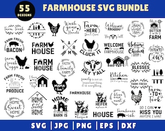 Farmhouse SVG Bundle, Farm Svg Files, Home Sweet Home Svg, Farm Sayings Svg, Farmer Svg, Farm Fresh Svg,Farm Shirt SVG, Farm Life SVG,Cricut