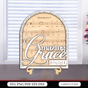 Amazing Grace Stand Decor Laser Cut File SVG, Religious Tiered Decor Svg, Music Faith Svg, Christian Svg, Catholic Svg, Glowforge SVG Files