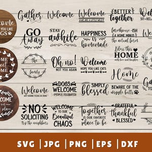 Welcome Sign SVG Bundle, Round Sign SVG, Farmhouse Svg, Farmhouse Welcome Door Sign Svg, Home Sweet Home SVG, Welcome To Our Home Svg