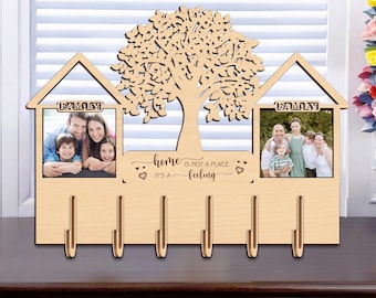 House Key Holder Laser Cut SVG, Hanging House Keychain Holder, Home Decor, Wall Keyring Hanger, Key Keeper SVG, Instant Download