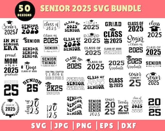Senior 2025 SVG-bundel, afstuderen SVG, senior klasse van 2025 SVG, senior afstuderen, senior 25, klasse van 2025, afstuderen shirt SVG