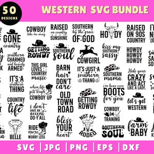 Western SVG Bundle, Western Quotes SVG, Southern SVG, Howdy Svg, Cowboy Svg, Cowgirl Svg, Country Png,Trendy Shirt Svg, Cut Files for Cricut