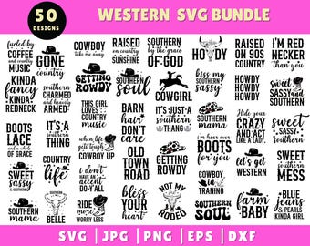 Western SVG Bundle, Western Quotes SVG, Southern SVG, Howdy Svg, Cowboy Svg, Cowgirl Svg, Country Png,Trendy Shirt Svg, Cut Files for Cricut