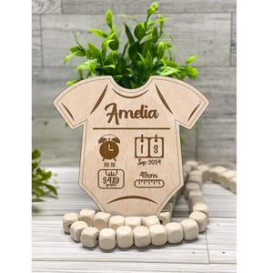 Angepasste Baby Geburtsankündigung SVG Laser Cut Datei, Baby Ankündigung SVG Zeichen, Baby Laser Zeichen, Fußabdruck bereit, Instant Download