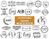 Family Name SVG, Cutting Board SVG, Wedding Monogram SVG, Personalized Split Monogram, Kitchen Towel Svg, Invitation Svg Download