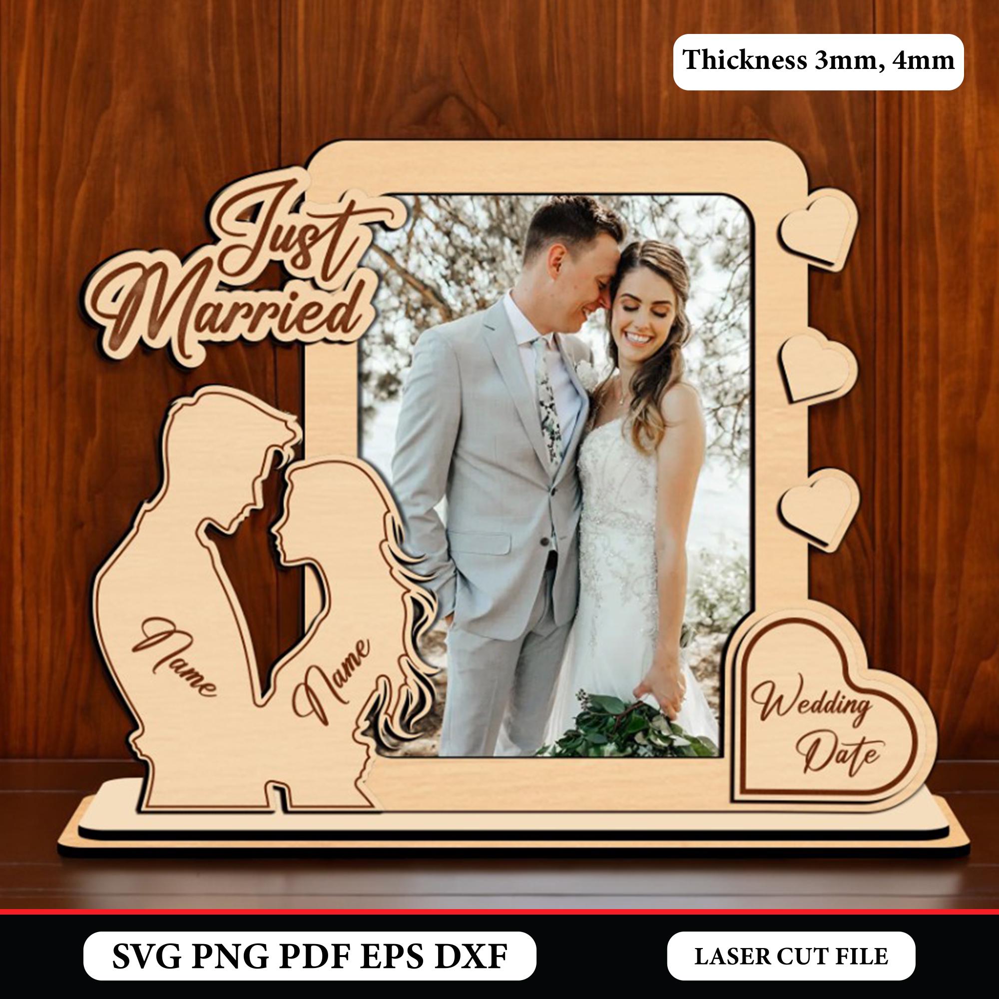 Cornice Portafoto In Legno Per Sposi - 20x25 Cm Con Frase Romantica - Regalo Matrimonio