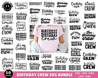 Birthday Crew Svg Png Bundle, Birthday Squad Svg, Birthday Girl Svg, Birthday Queen Svg, Birthday Saying Svg, Happy Birthday Svg, Cricut