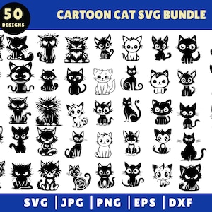 Cartoon Cat SVG Bundle, Moody Cat SVG, Angry Cats, Cats Svg, Kittens Svg Template, Peeking Cat Svg, Cut Files, Cat Silhouette, Instant File