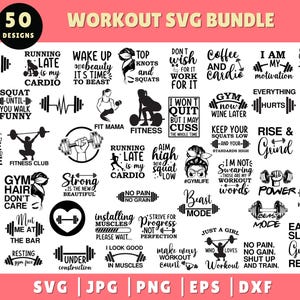 Training SVG-Bundle, Fitness-Svg, Fitness-Svg, Übungs-Svg, Motivations-Svg, Fitnessstudio-Zitate, Hustle-Svg, lustiges Training, Fitnessstudio Cut-Datei, Fitnessstudio-Zitate