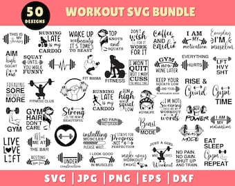Workout SVG Bundle, Gym Svg, Fitness Svg, Exercise Svg, Motivational Svg, Gym Quotes ,Hustle Svg, Funny Workout , Gym Cut File, Gym Quotes