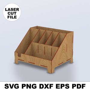 Desktop Organizer Laser Cut Wood Box, Digital Download Laser Storage Box, Stationary Holder, Wooden Gift Box, Laser Cut Vector File 3mm, 4mm