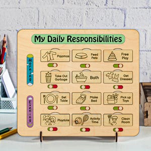Responsabilités quotidiennes fichier découpé au laser, tableau des responsabilités SVG, fichier pour enfants, corvée quotidienne Glowforge, fichier laser de graphique de corvée, téléchargement numérique.