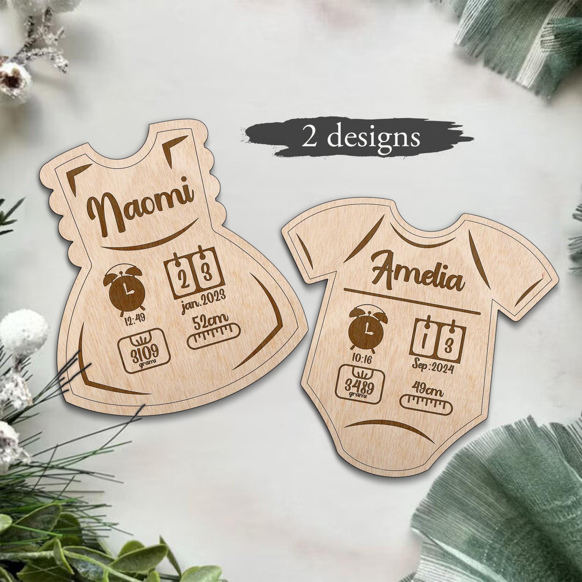 Customized Baby Birth Announcement Stats SVG Laser Cut File, Baby ...