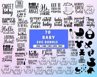 Paquete SVG para bebé, paquete SVG para baby shower, paquete SVG para recién nacido, paquete de citas para bebé, lindo refrán para bebé, divertido svg para bebé, bebé niño niña Svg, Png