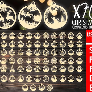 Personalized Christmas Ornaments Laser Cut File, Tree Decor Ornaments,Baubles Tree Decoration Gifts, Winter Ornament SVG bundle,Digital File