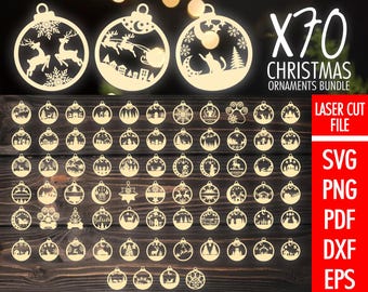 Personalized Christmas Ornaments Laser Cut File, Tree Decor Ornaments,Baubles Tree Decoration Gifts, Winter Ornament SVG bundle,Digital File