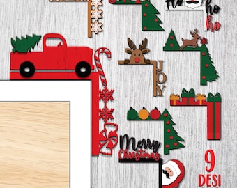 Christmas Door Corner Laser Cut Bundle, Christmas Door Hanger Design, 3d Christmas Door Corners SVG, Christmas Tree SVG, Holiday Door Decor