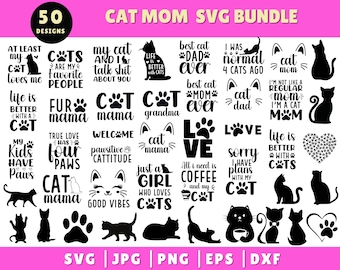 Pacchetto SVG di gatti, mamma gatto in formato SVG, maglietta con gatto in formato SVG, gattara pazza in formato SVG, papà gatto in formato SVG, amante dei gatti in formato SVG, gattino in formato SVG, citazioni sui gatti in formato SVG, file vettoriale di gatti